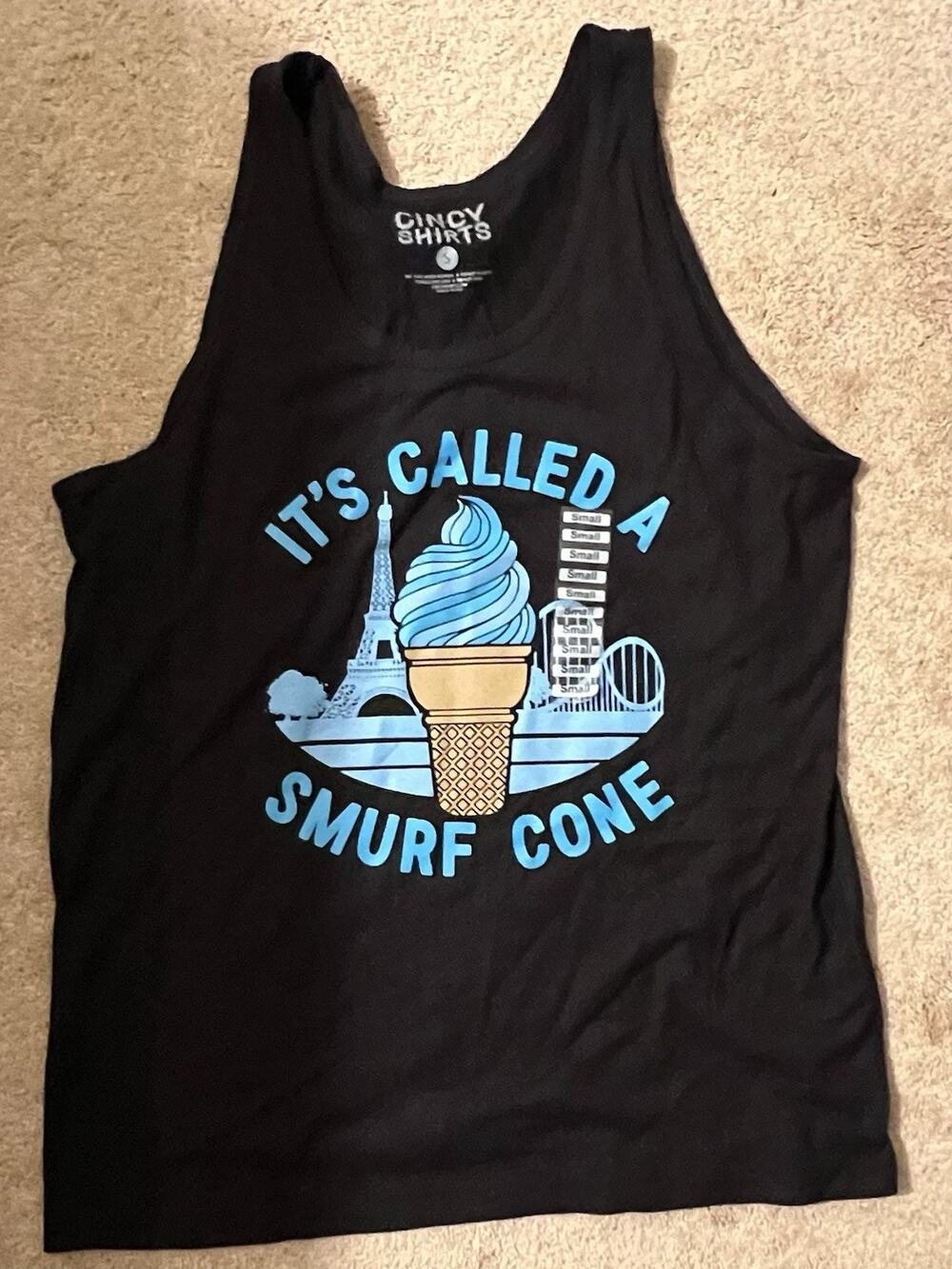 Kings Island Tank Top Smurf Cone, Amusement Park Merch, Oversized